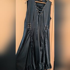 Blue Scoop Neck Sleeveless Midi Sundress